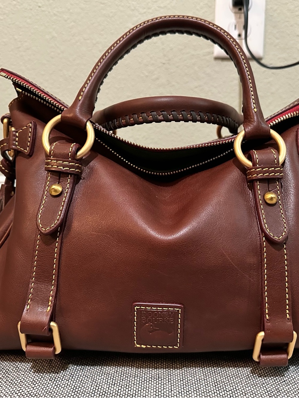 Dooney & Bourke Florentine Large Satchel Chestnut Leather Crossbody EUC - Picture 15 of 16